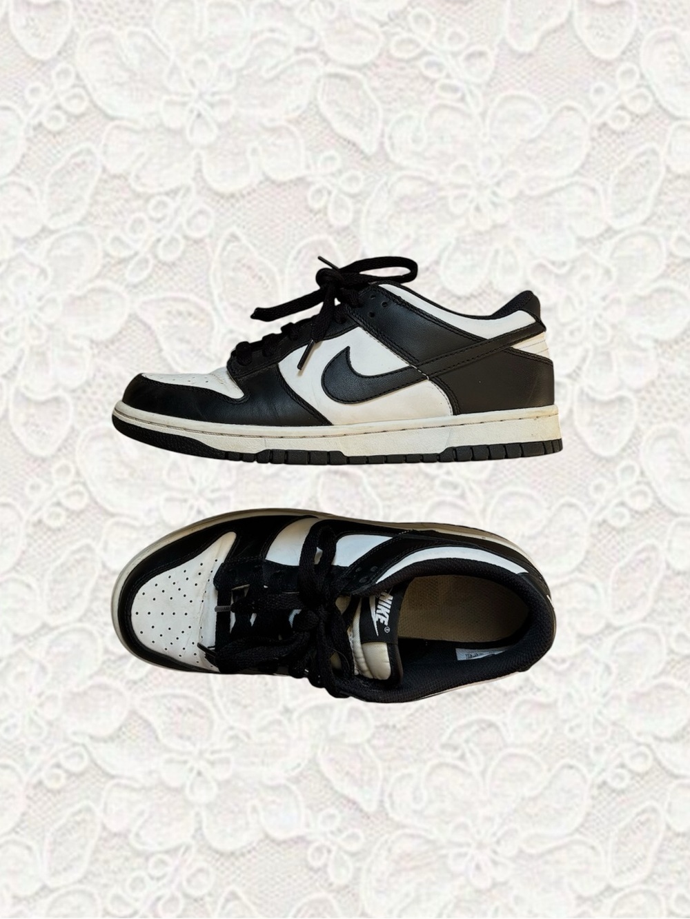 Nike Kids Black and White Low-Top Sneakers with Swoosh